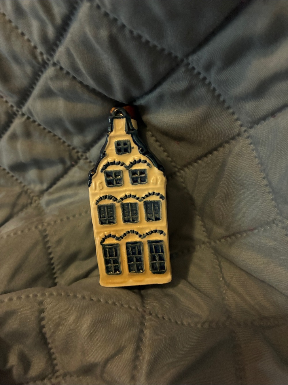 Vintage KLM Ceramic Decorative House in Cream and Navy